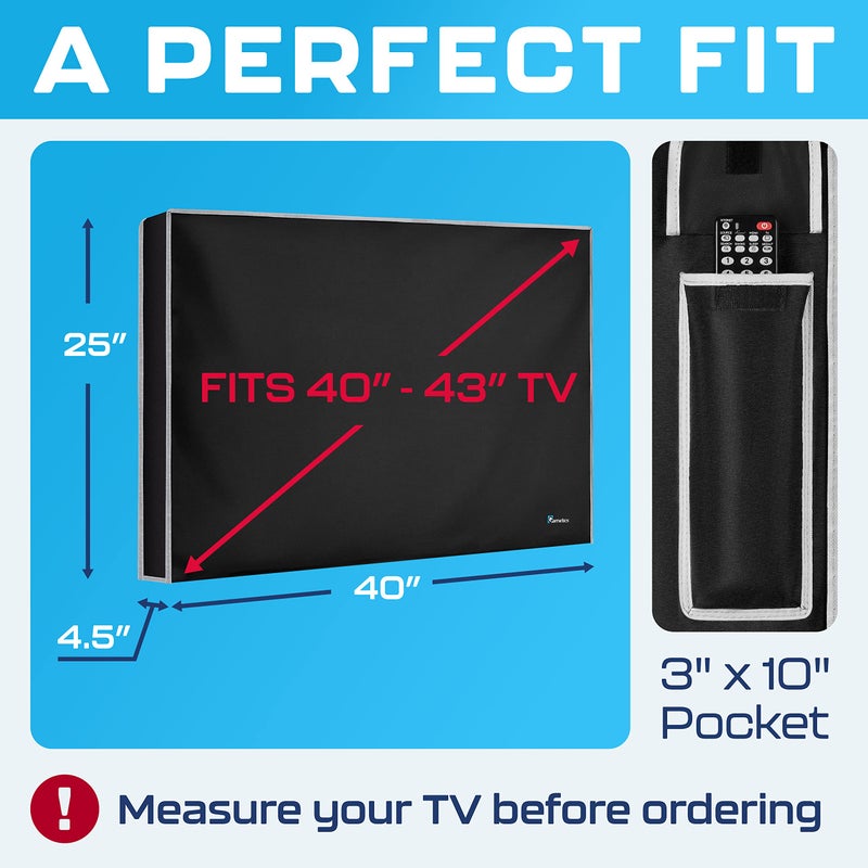 Garnetics Outdoor TV Cover 43 Inch â€“ Waterproof, Weatherproof TV Enclosures with Smart Shield Screen Protectors, Ideal for Outdoor Use, Moving, and Storage - Black - Image 3